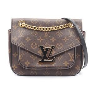 Louis Vuitton Passy Shoulder Bag Canvas Leather Monogram Brown Black